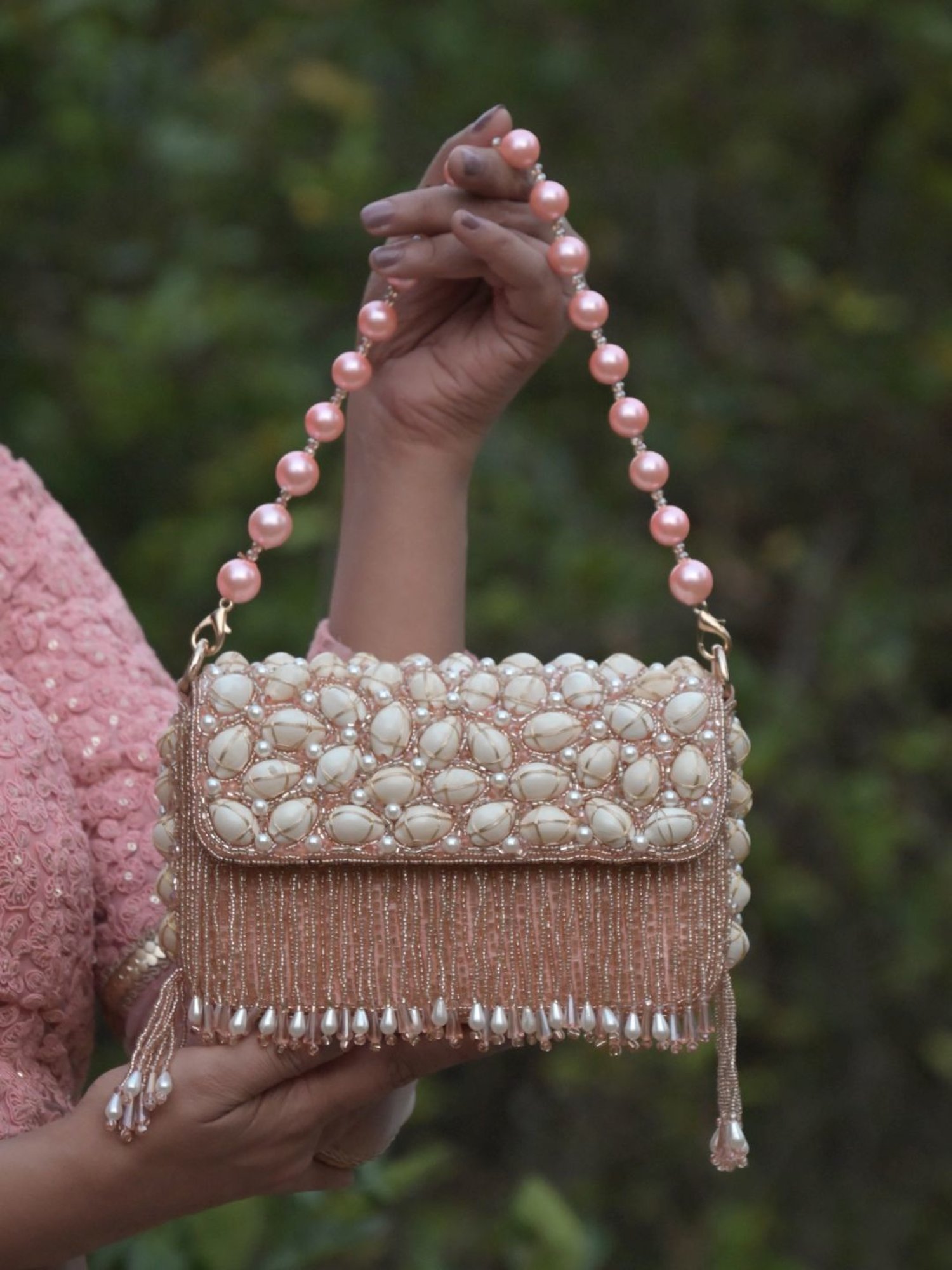 Odette Peach Fabric Clutch