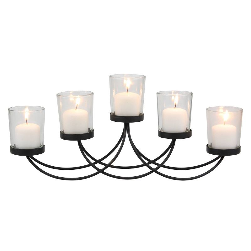 Decorative Metal Votive Candelabra Centerpiece Black - Stonebriar Collection