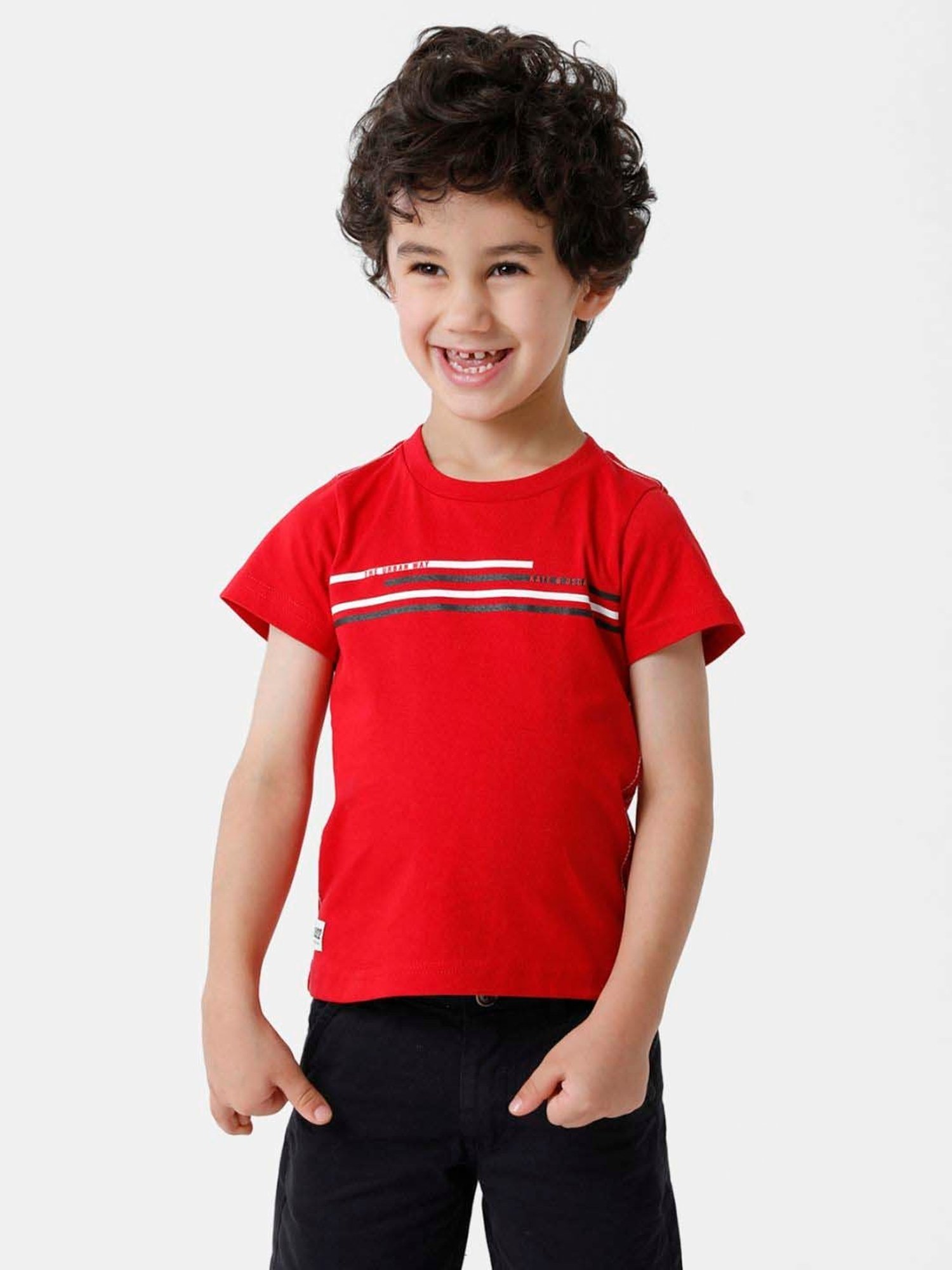 Kate & Oscar Kids Red Cotton Striped T-Shirt
