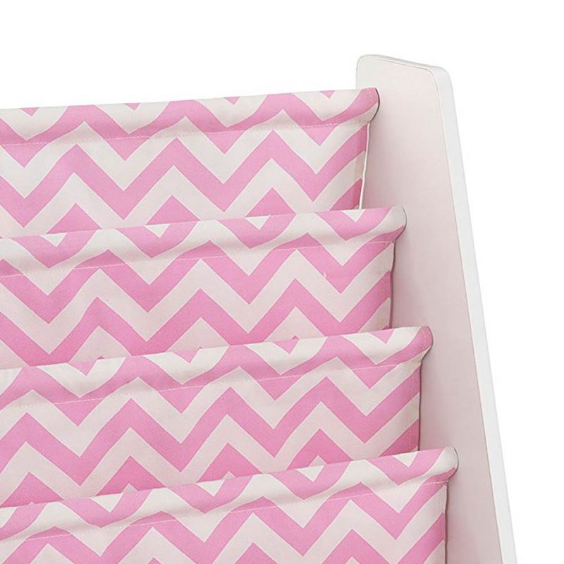 KidKraft Wooden Sling Bookshelf Bookcase Organizer, Pink & White