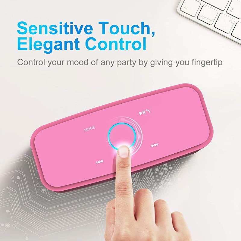 SoundBox Touch Portable Wireless Bluetooth Speakers with 12W HD Sound and Bass 20H Playtime Handsfree Speakers for Home Outdoor TravelPink