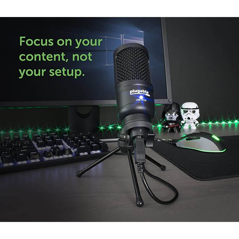 USB Studio Microphone Podcast Microphone Tripod Mounted Cardioid Condenser Microphone Optimized for Streaming TwitchMixerYouTubeDiscord Compatible with Windows macOS Linux PCs