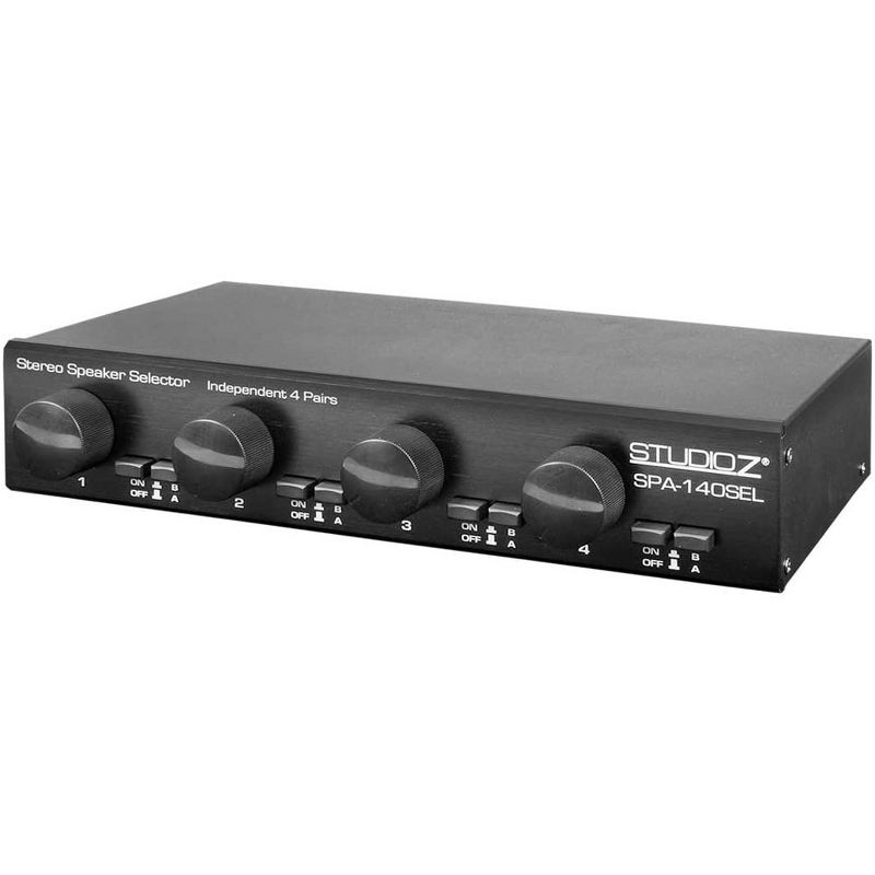 Studio Z 4 x SPA-140SEL Dual Source 900 Watt 4 Channel Stereo Speaker Selector Switcher Box with Volume Control and A/B Amp Connection (4 Pack)