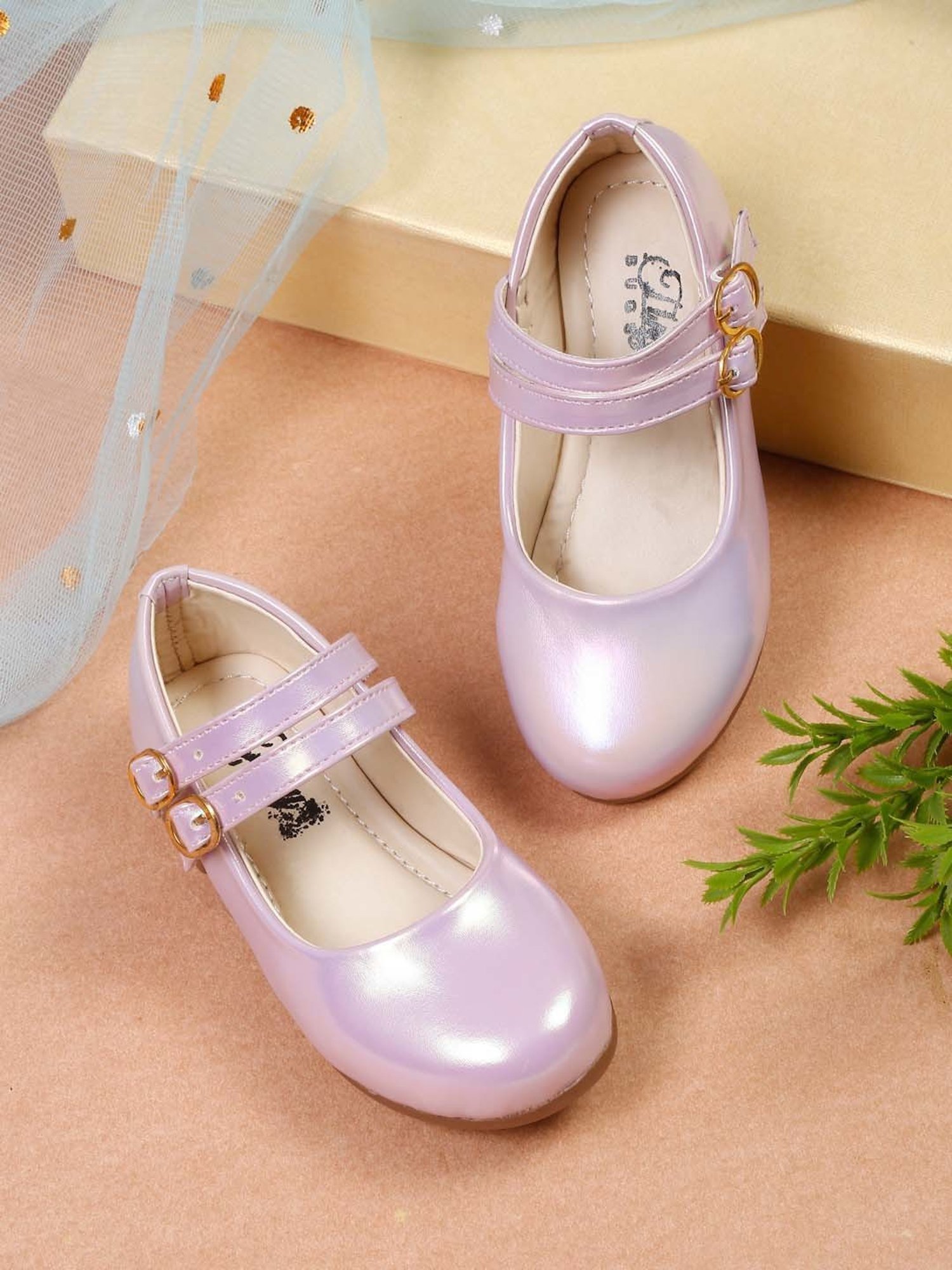 Tiny Bugs Kids Purple Mary Jane Shoes