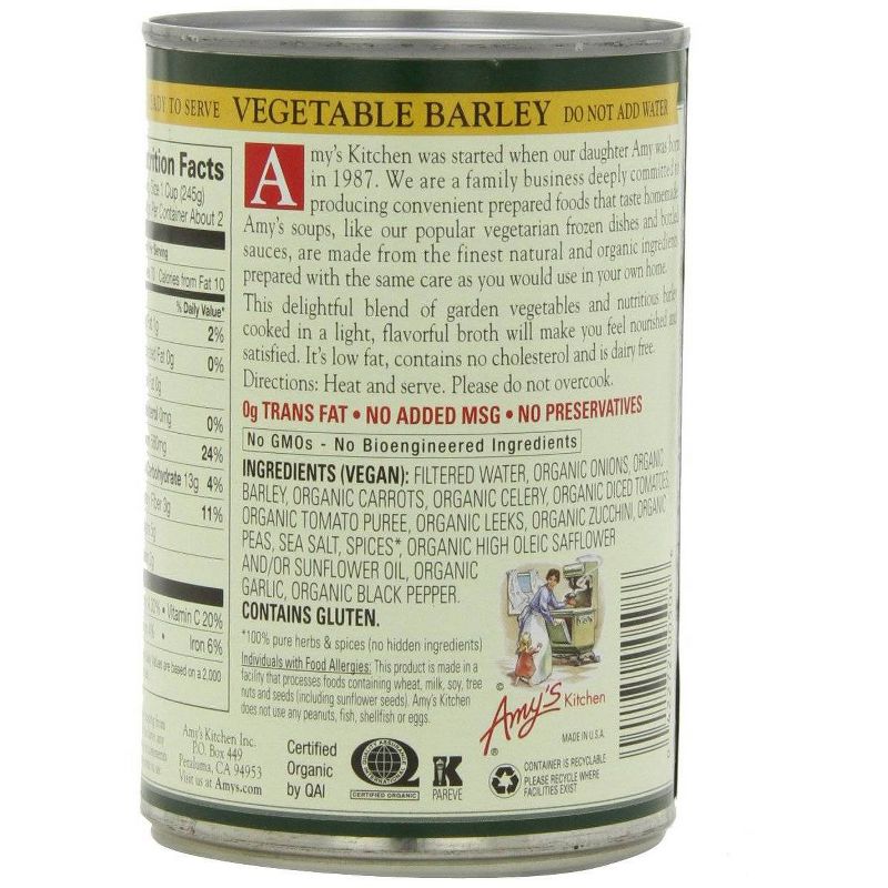 Amy's Organic Low Fat Vegetable Barley Soup - 14.1oz