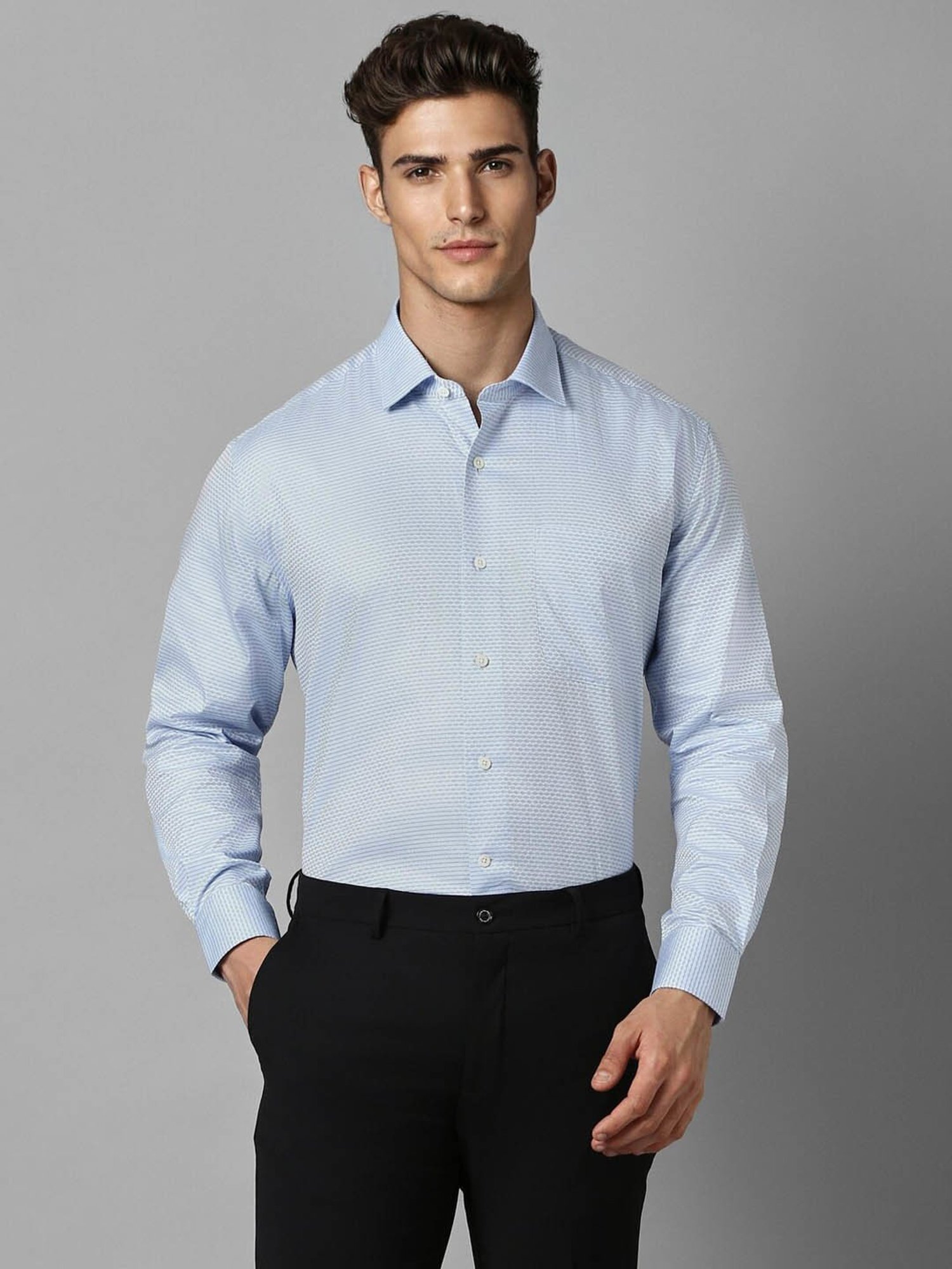 Luxure By Louis Philippe Blue Cotton Regular Fit Printed Shirt