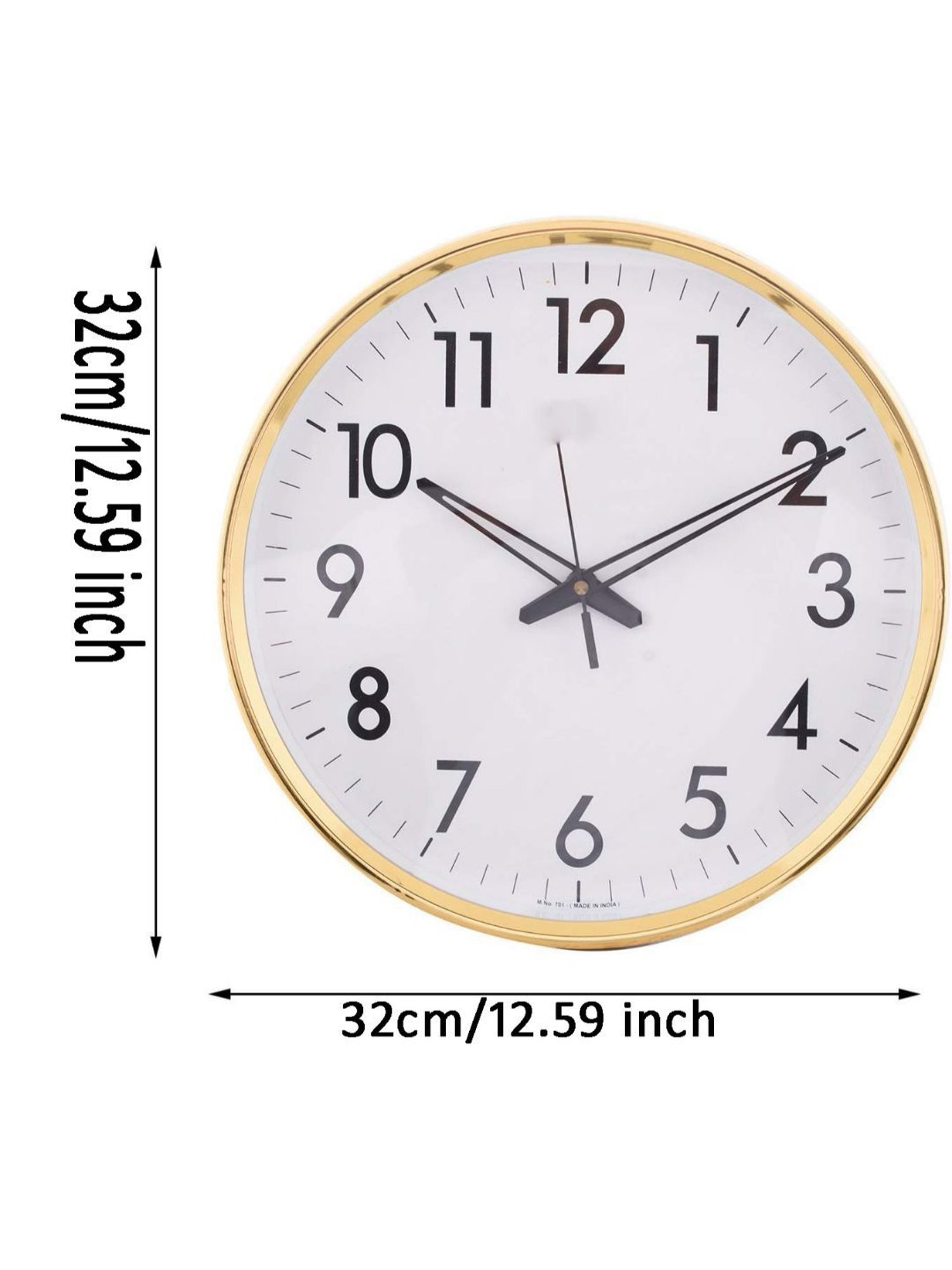 CHRONIKLE Round Gold Plastic Wall Clock