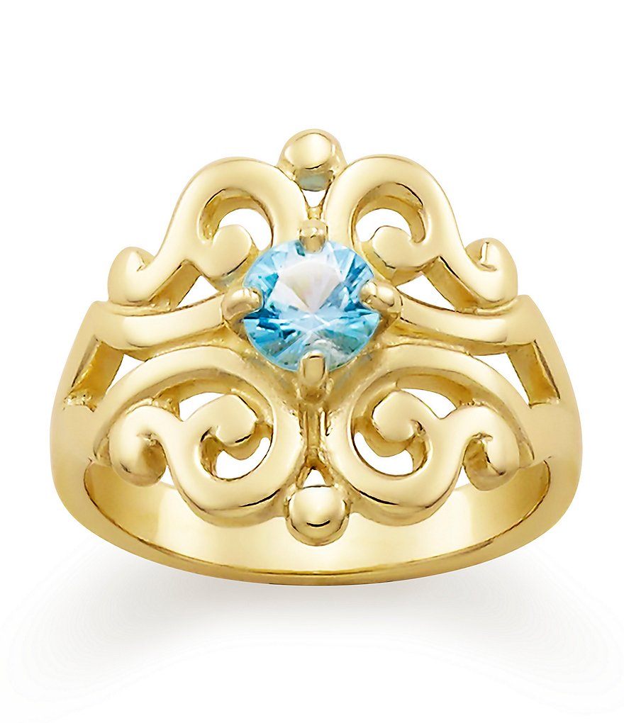 James Avery 14K Spanish Lace Ring December Birthstone with Blue Topaz