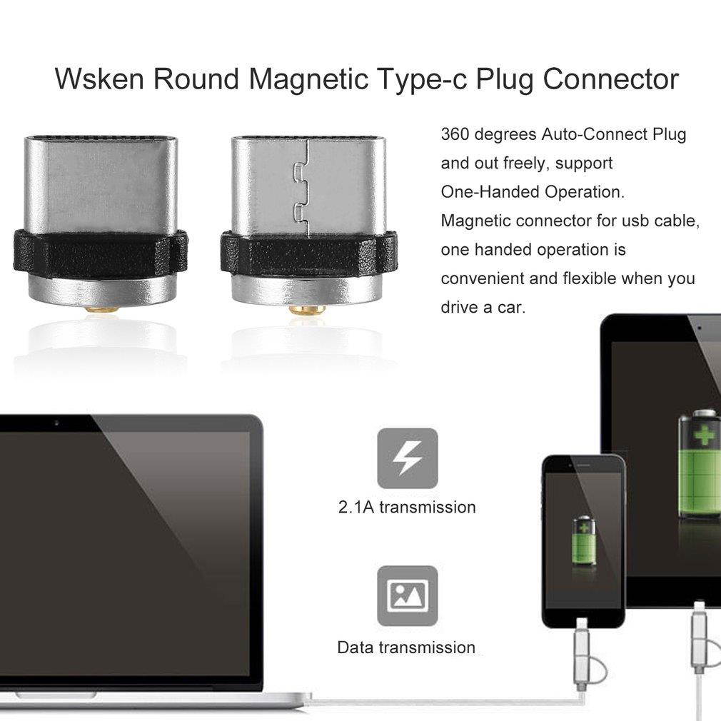 Wsken Round Magnetic Type-c Plug Connector for Magnetic Cable for Smartphone