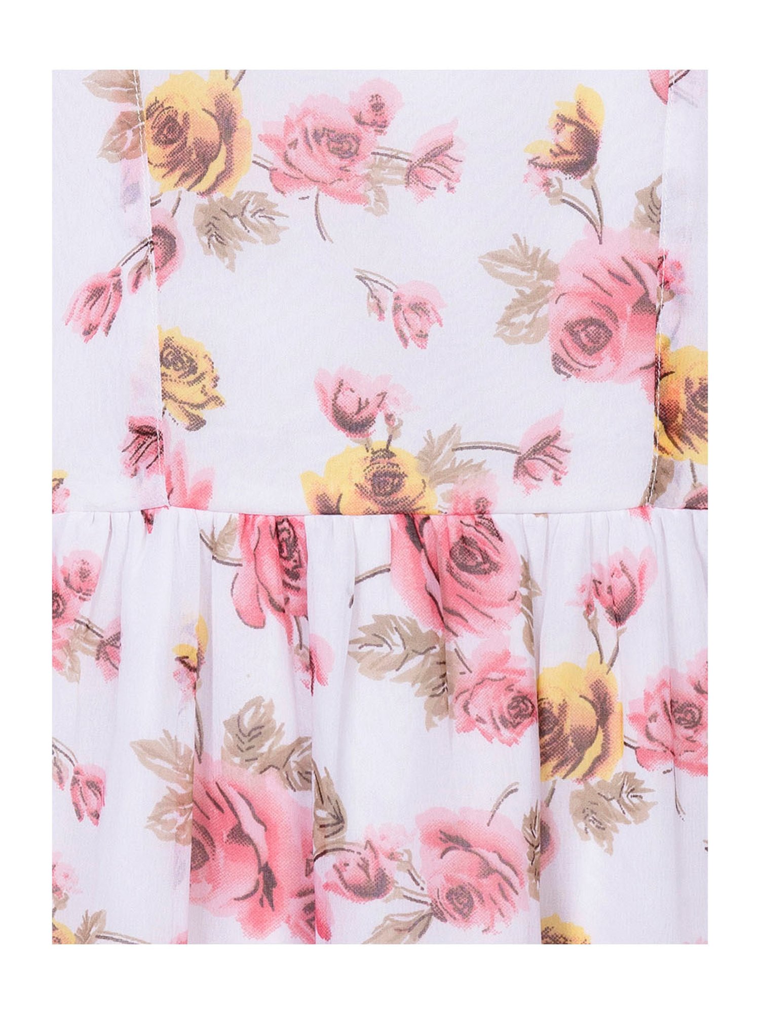 Budding Bees Kids White Floral Print Dress