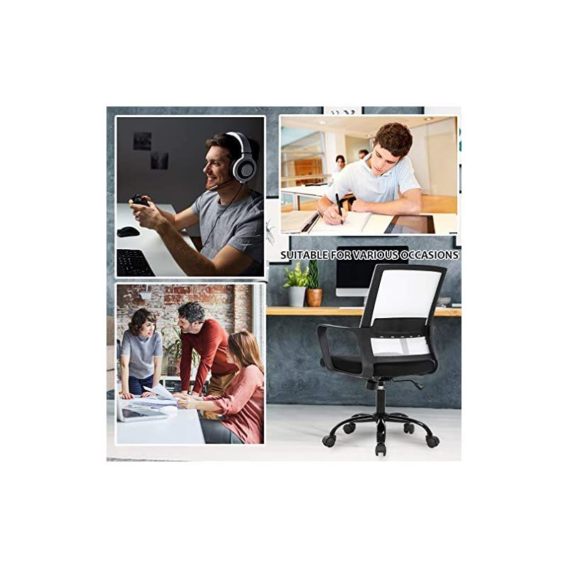 Office Chair Ergonomic Desk Chair Swivel Rolling Computer Chair Executive Lumbar Support Task Mesh Chair Adjustable Stool for Women Men (White)