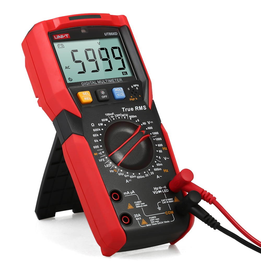UNI-T UT89XD Digital Multimeter High Accuracy Handheld Mini Universal Meter 6000 Counts LCD Display True RMS Measure AC/DC Voltage Current Resistance Capacitance LED Test Frequency Diode Tester with