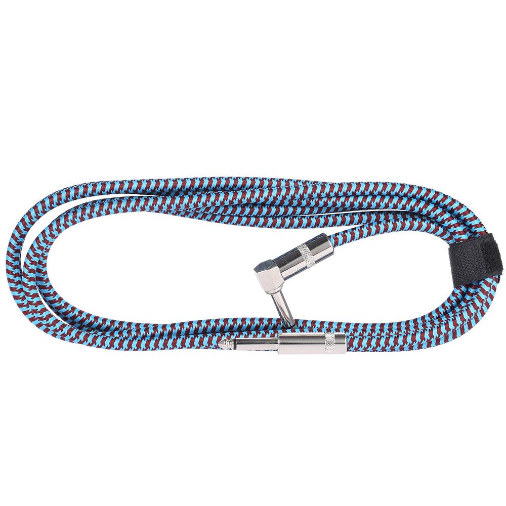 3M / 10 Feet Instrument Guitar Cable Straight to Right Angle 1/4-Inch 6.35mm Plug with Blue Tweed Woven Jacket