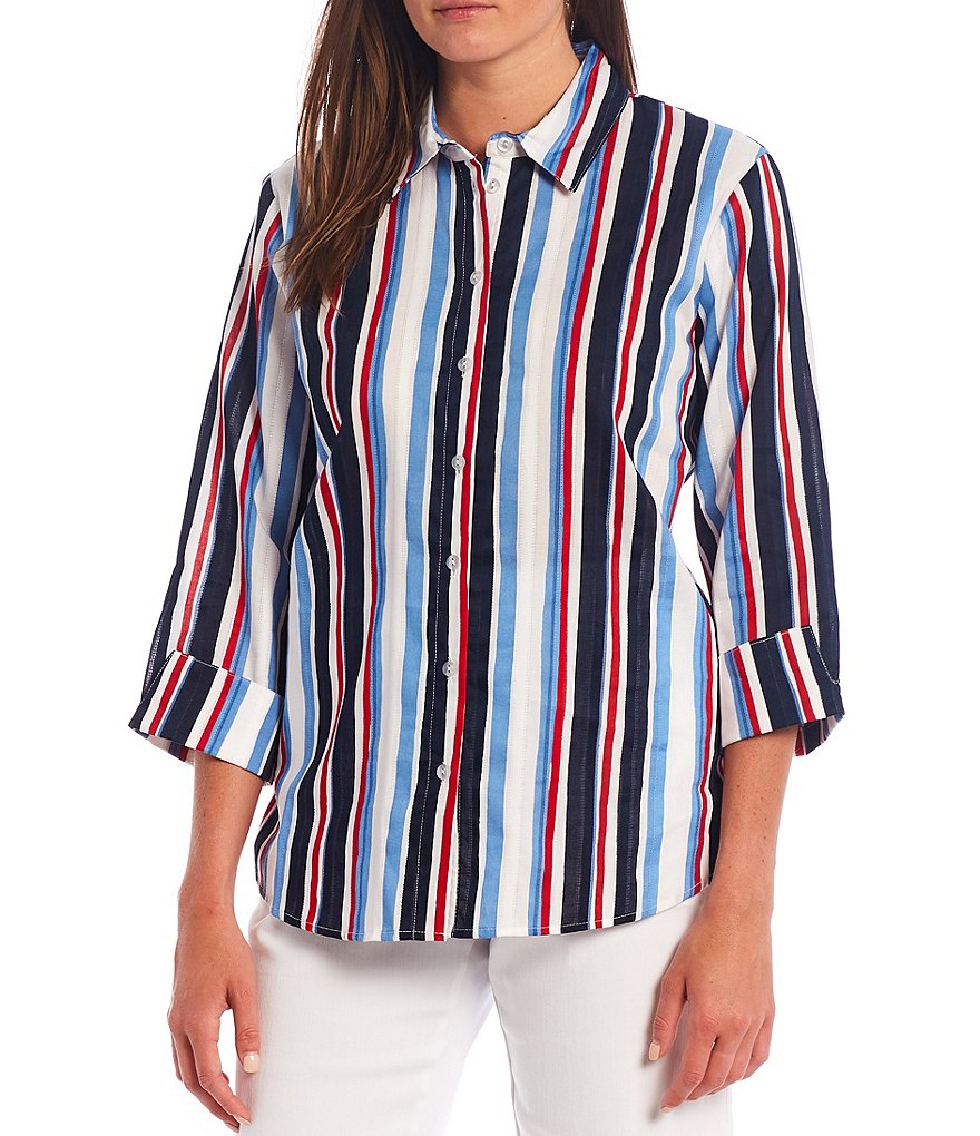 Eva Varro Animal Print Knit Jersey 3/4 Slit Sleeve Tunic