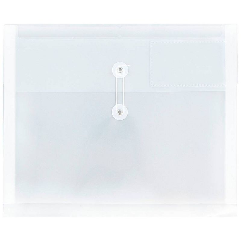 JAM Paper 24pk Plastic Envelopes with Button & String Tie Closure & 2 Dividers - Letter Booklet - Clear