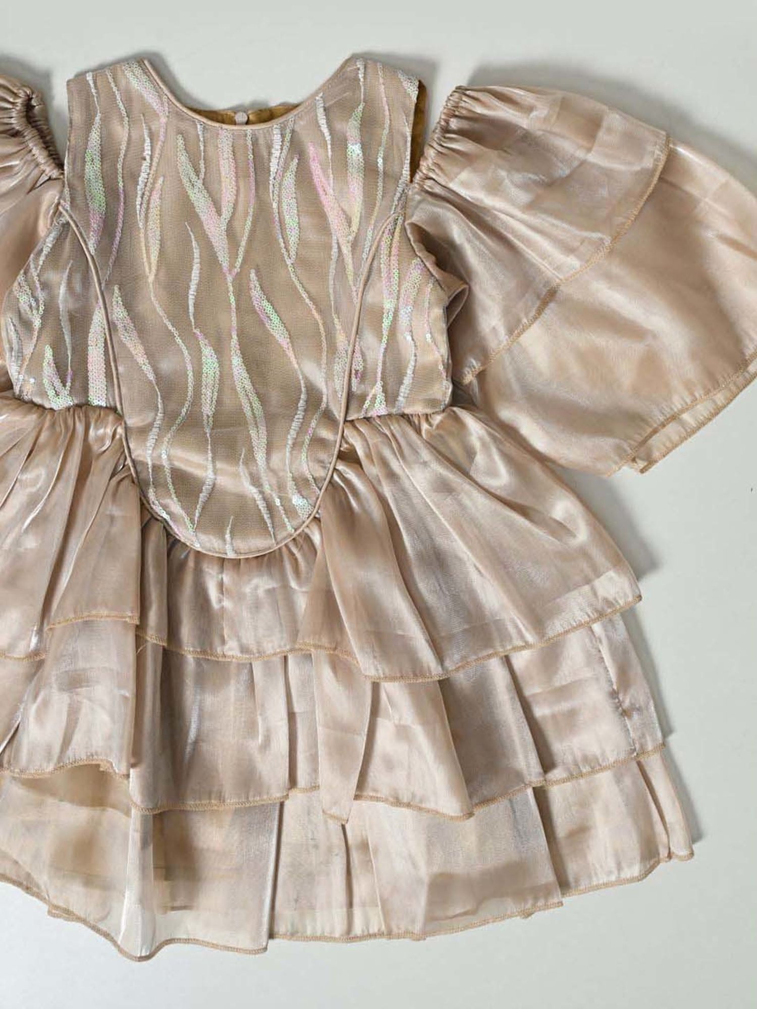 Bella Moda Kids Gold Self Pattern Dress