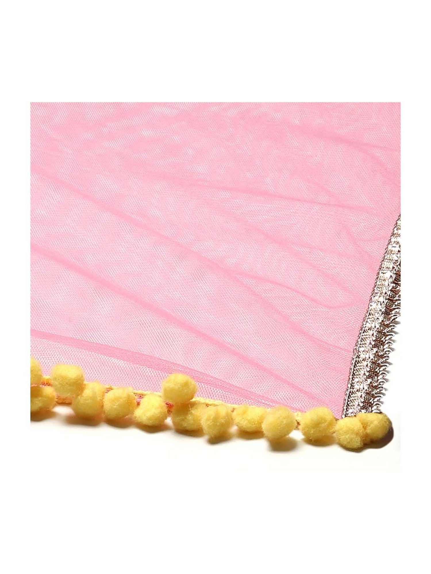 BIBA Girls Yellow & Pink Printed Kurta Set