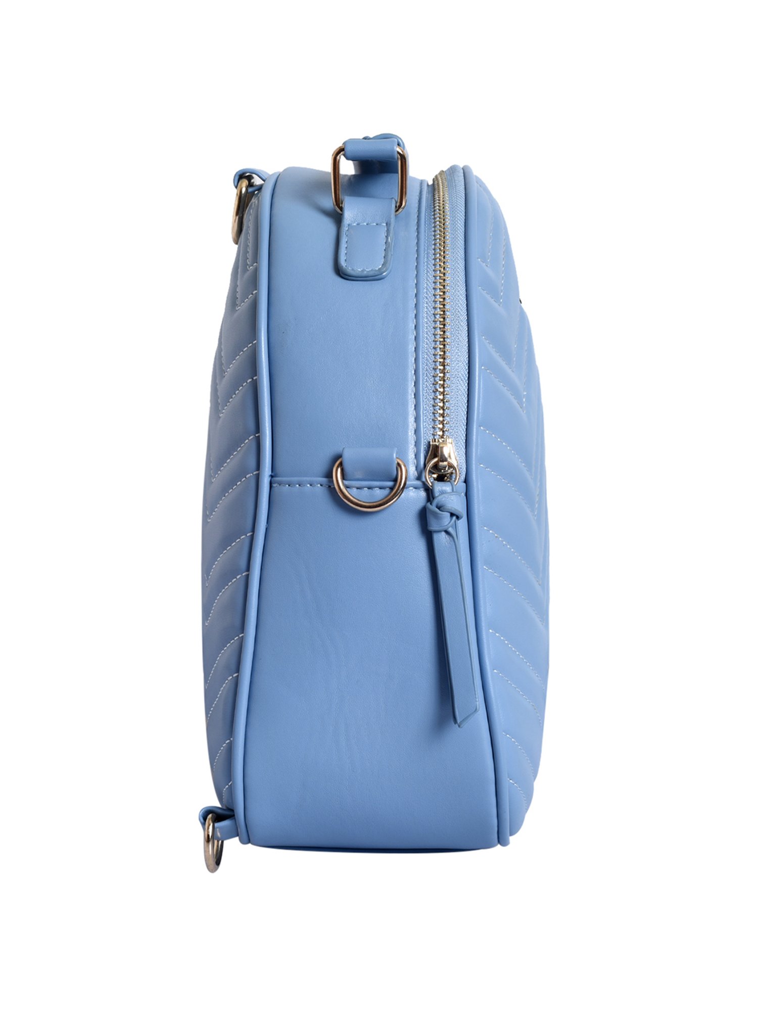 Lino Perros Sky Blue Leather Medium Convertible Backpack