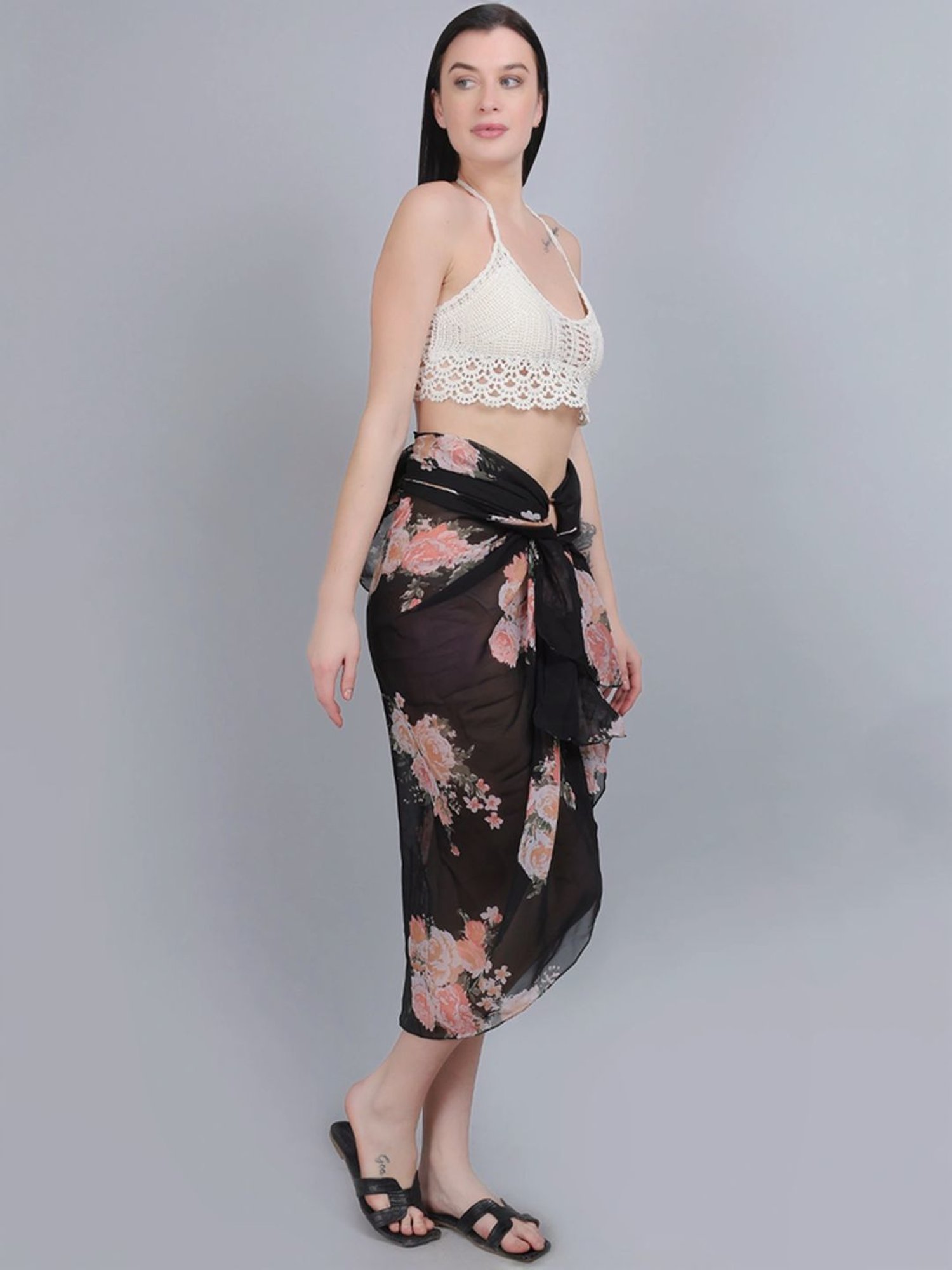 mod & shy Black Printed Sarong