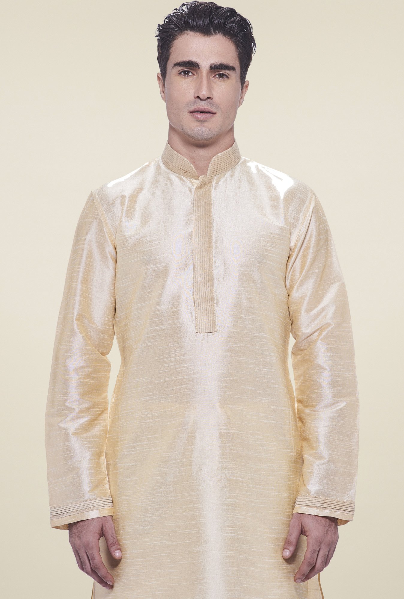 Manyavar Beige Full Sleeves Kurta Set