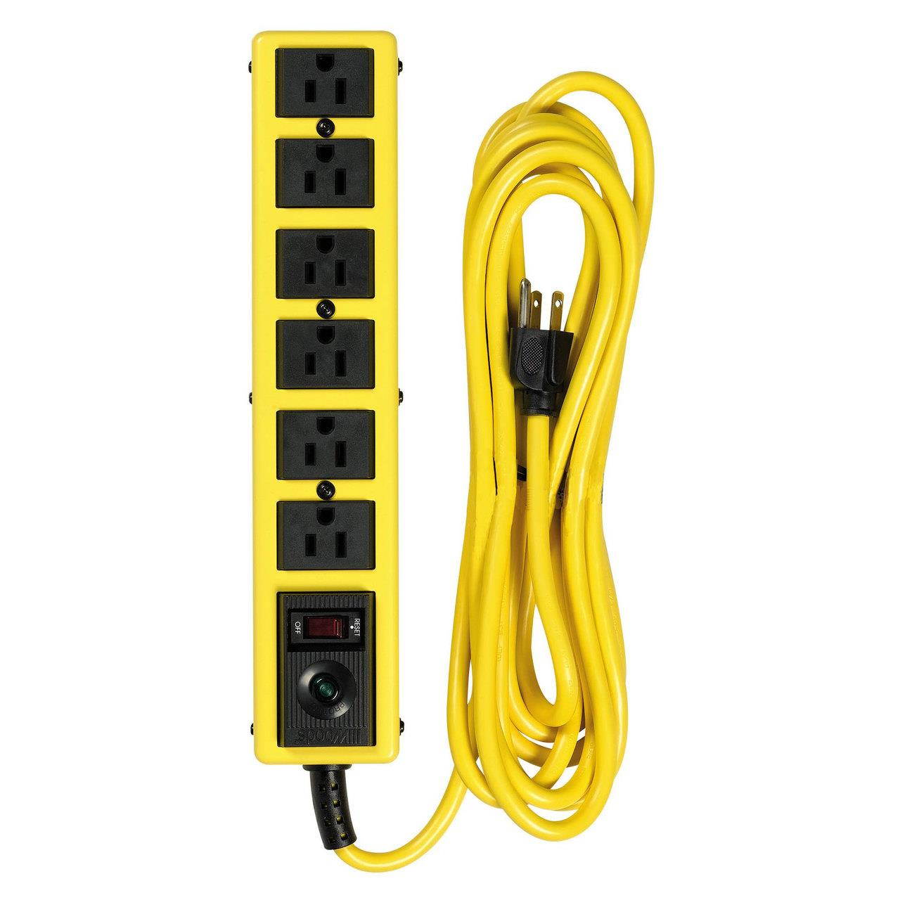 Coleman Cable 5138N 6 Outlet 15' Metal Yellow Jacket Surge Protector 1050 J.