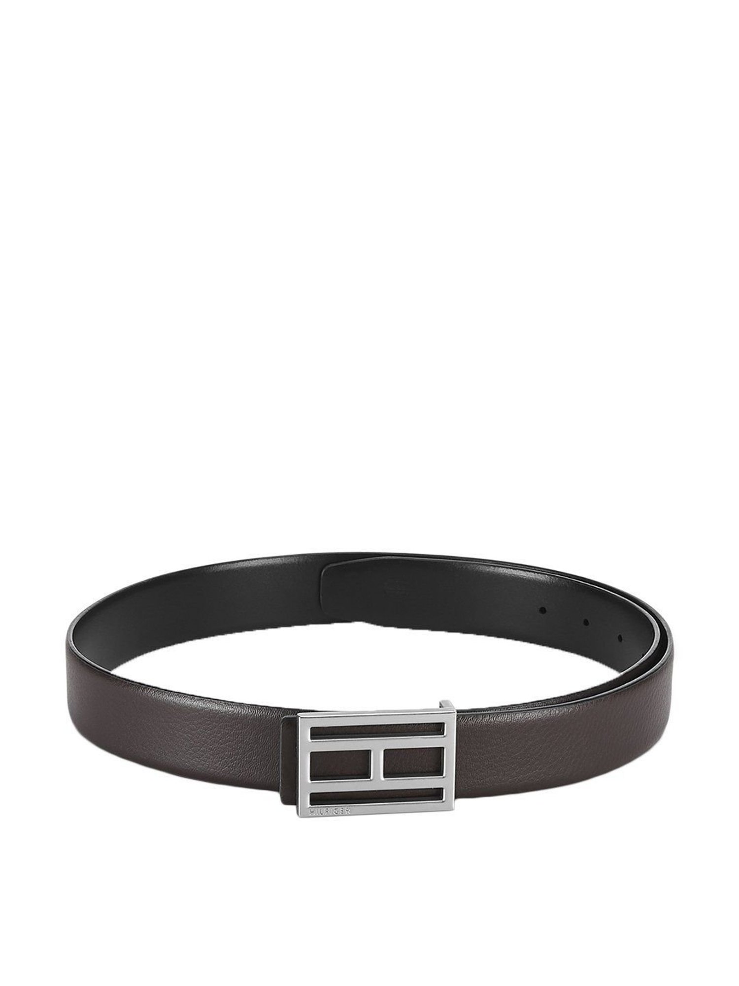 BELWABA Black Textured Formal Leather Belt for Men