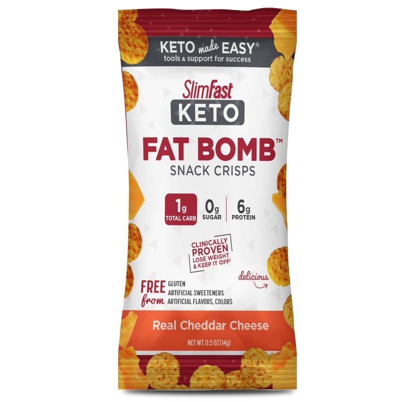 SlimFast Keto Fat Bomb Snack Crisps – Real Cheddar Cheese - 6ct