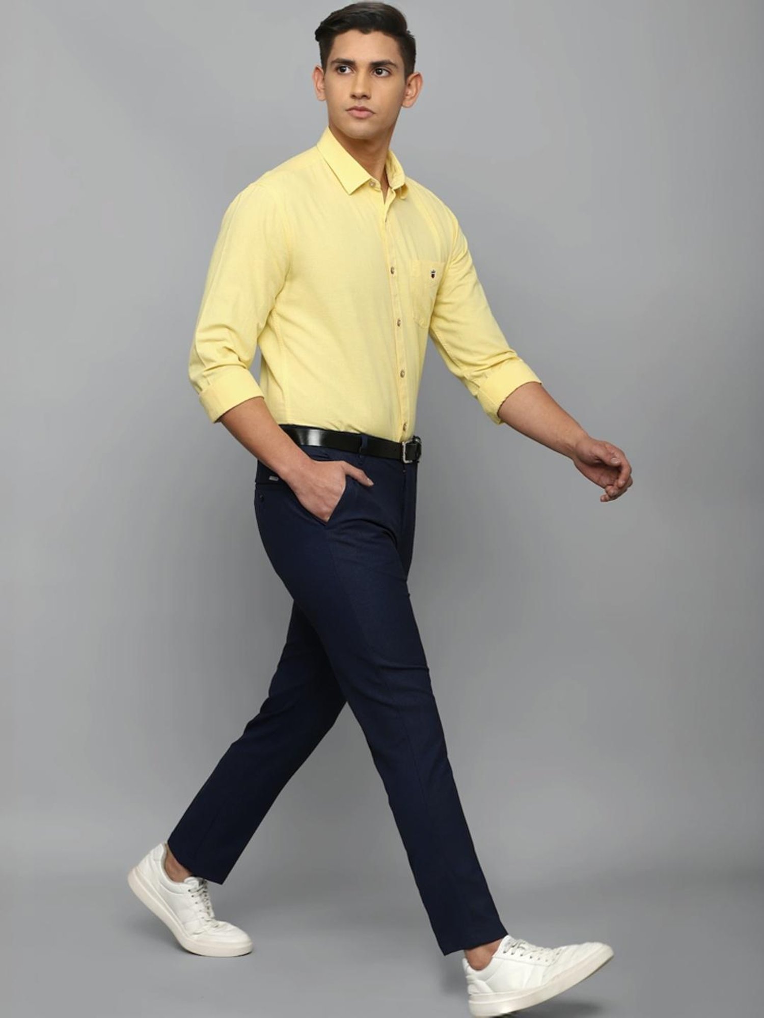 Louis Philippe Yellow Slim Fit Shirt