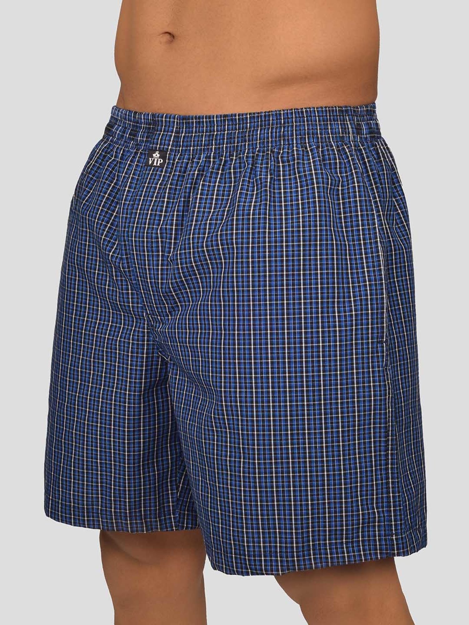 VIP Blue Relaxed Fit Check Boxers - Pack of 2