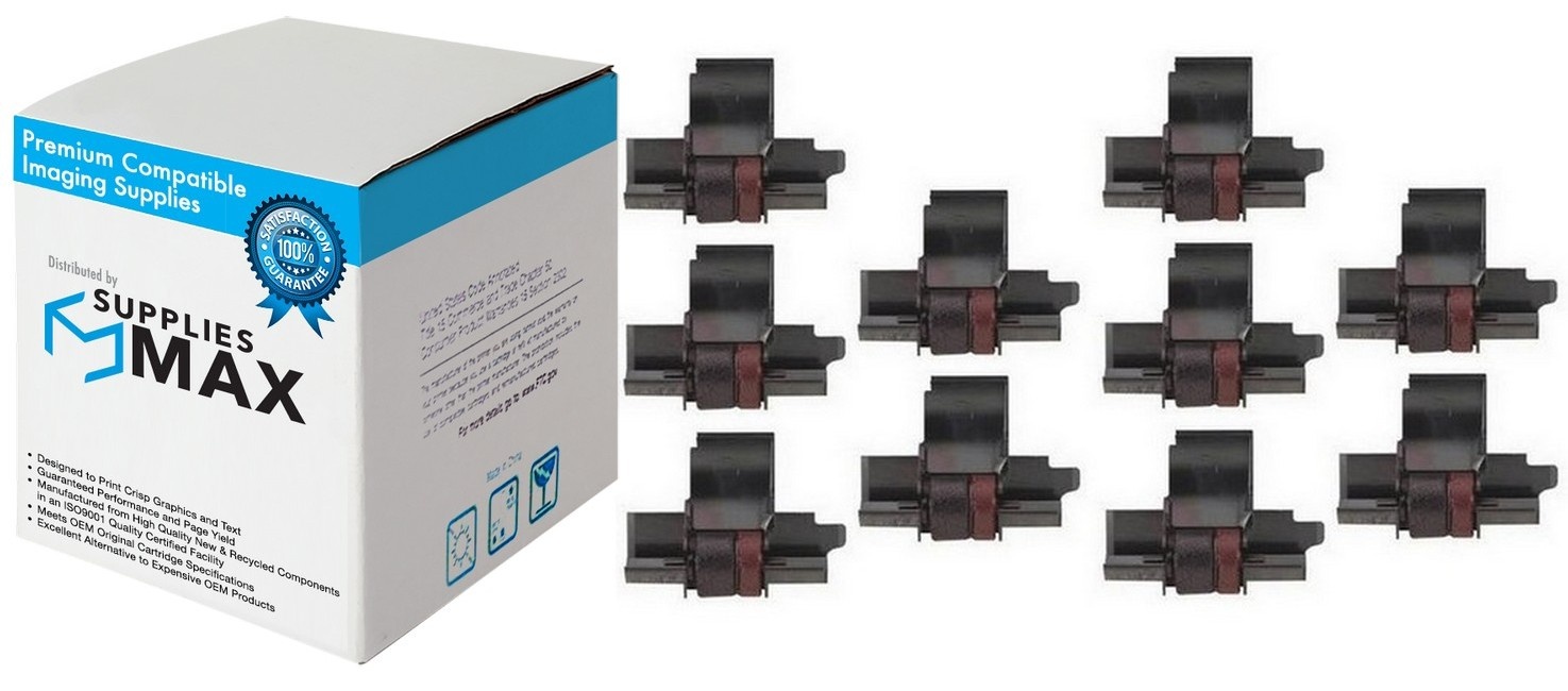SuppliesMAX Compatible Replacement for Olivetti HD-7100 Black/Red Ink Rollers (10/PK) (81129_10PK)