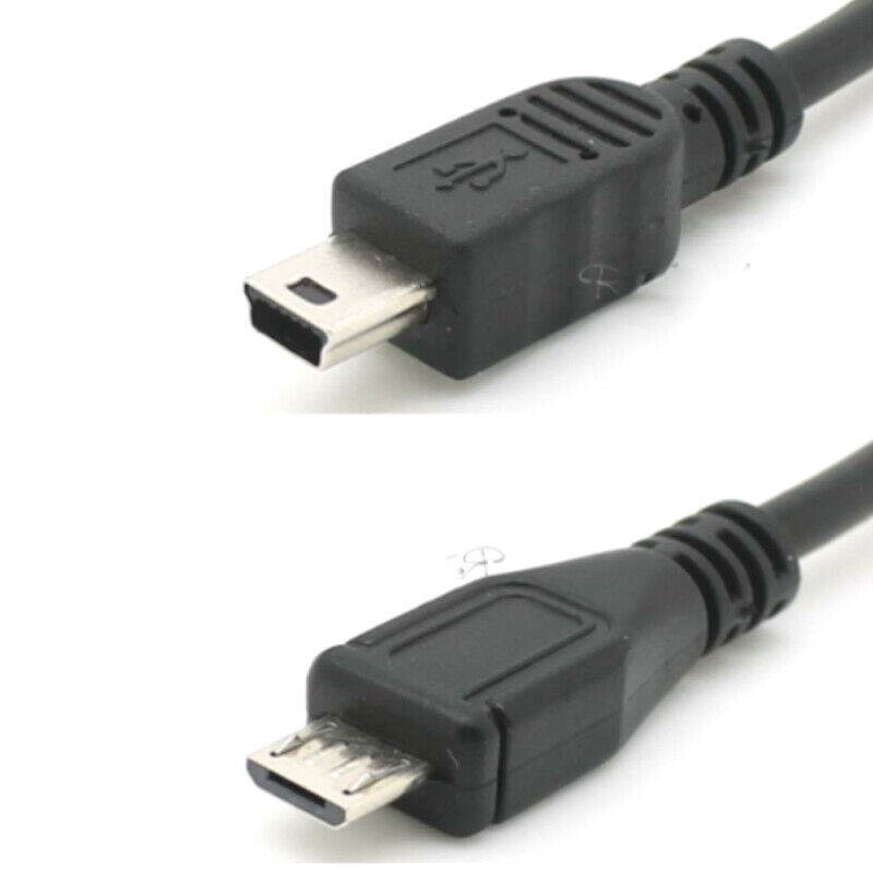 Micro USB Male to Mini USB Male Mobile Device Adapter Cable Data Charger Cable Leader Connector - Black