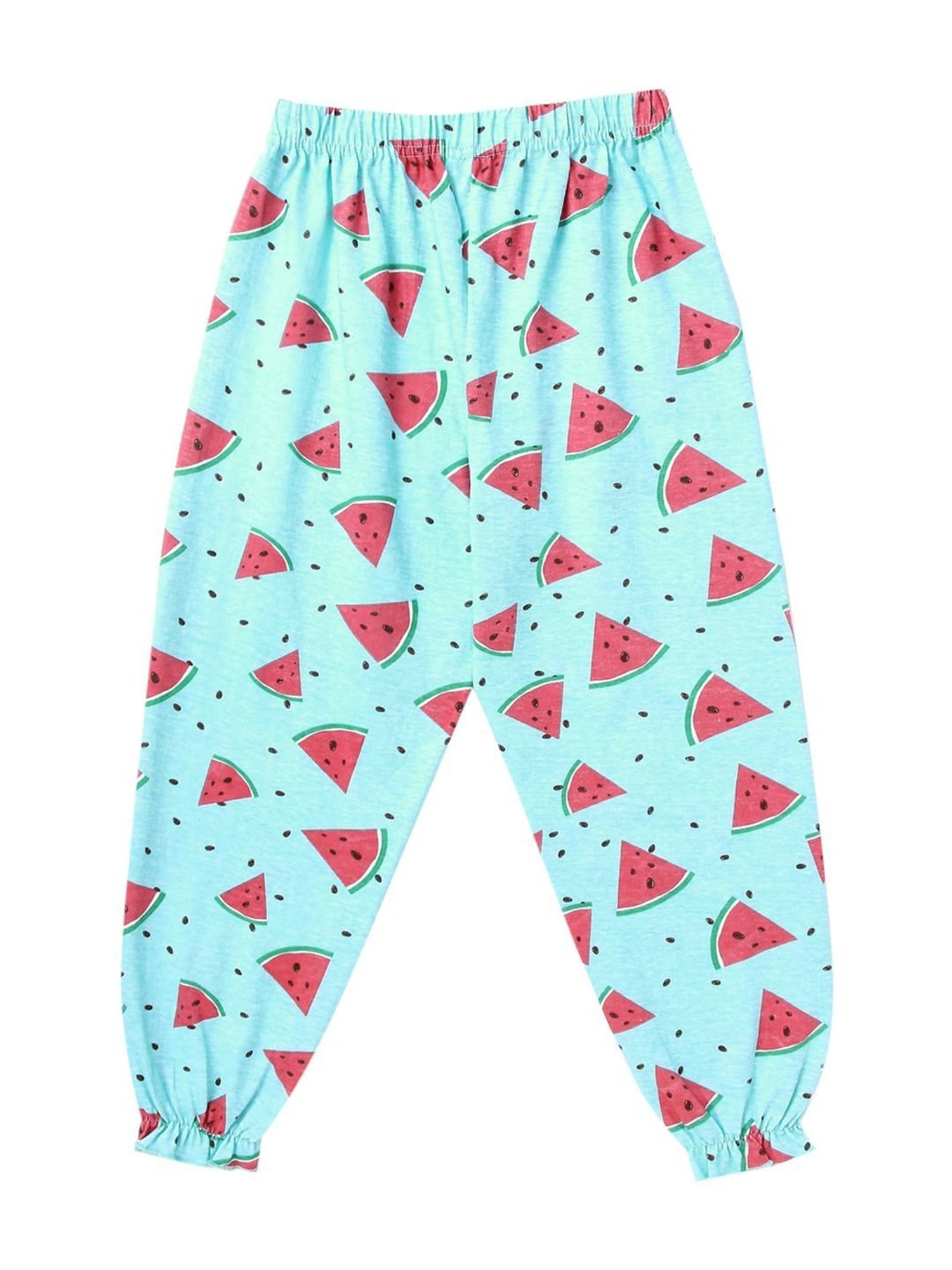 Cub McPaws Girls Aqua Blue & Red Cotton Printed Full Sleeves T-Shirt Set