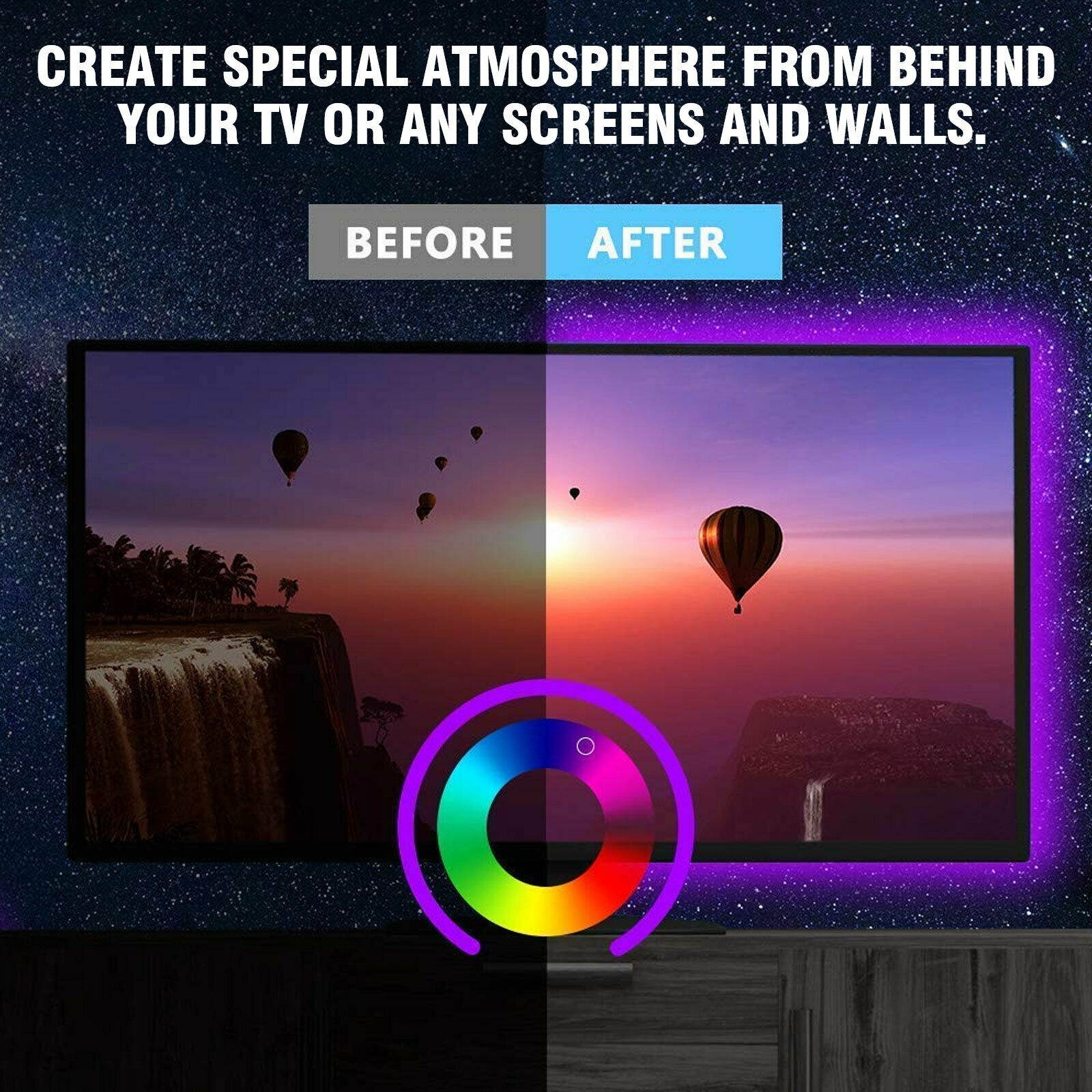 5050 RGB LED Strip Light Backlight Decor USB TV PC Waterproof Bias Lighting DC5V