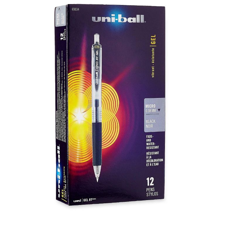 uni-ball GEL RT Retractable Gel Pens Micro Point Black Ink 479585
