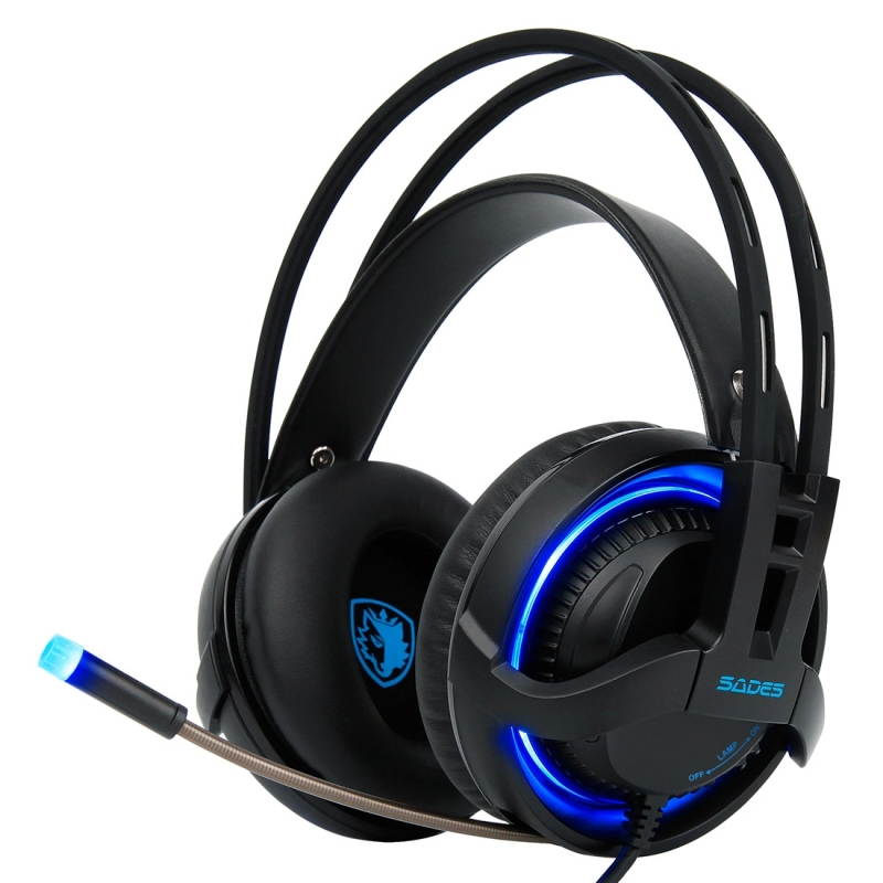 R2 USB Gaming Headset 7.1 Channel Wired Headphone with Wire Control + Mic + Breathing Light for PC, Laptop (Black)