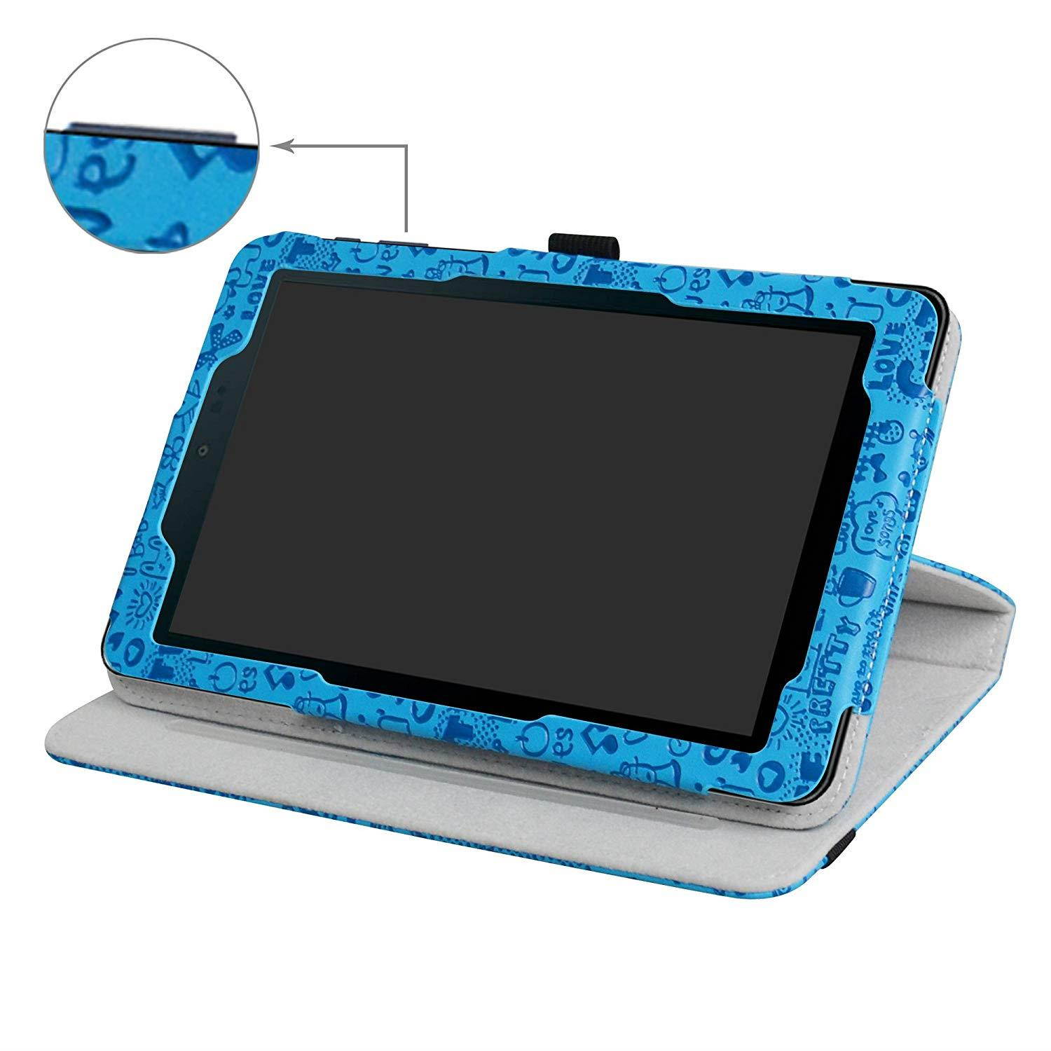 Sprint Slate 8" Tablet Rotating Case,Mama Mouth 360 Degree Rotary Stand with Cute Cover for 8" Sprint Slate 8 (AQT80) / Sprint Slate 8 Plus Android Tablet,Blue