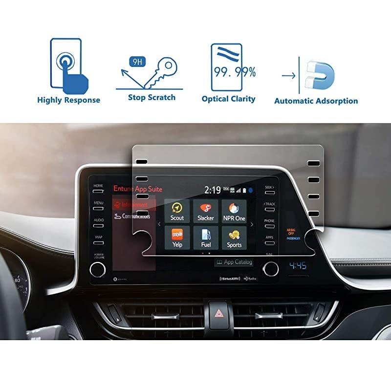 Car Navigation Screen Protector for 2019 2020 C-HR 8-Inch, Tempered Glass 9H Hardness Car Infotainment Stereo Display Center Touchscreen Protective Film