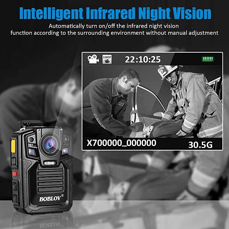 Body Worn Camera with Audio 32GB,  1296P Police Body Cameras for Law Enforcement, Security Guard, Waterproof Body Mounted Cam DVR Video IR with Night Vision, 170&deg; Wide Angle