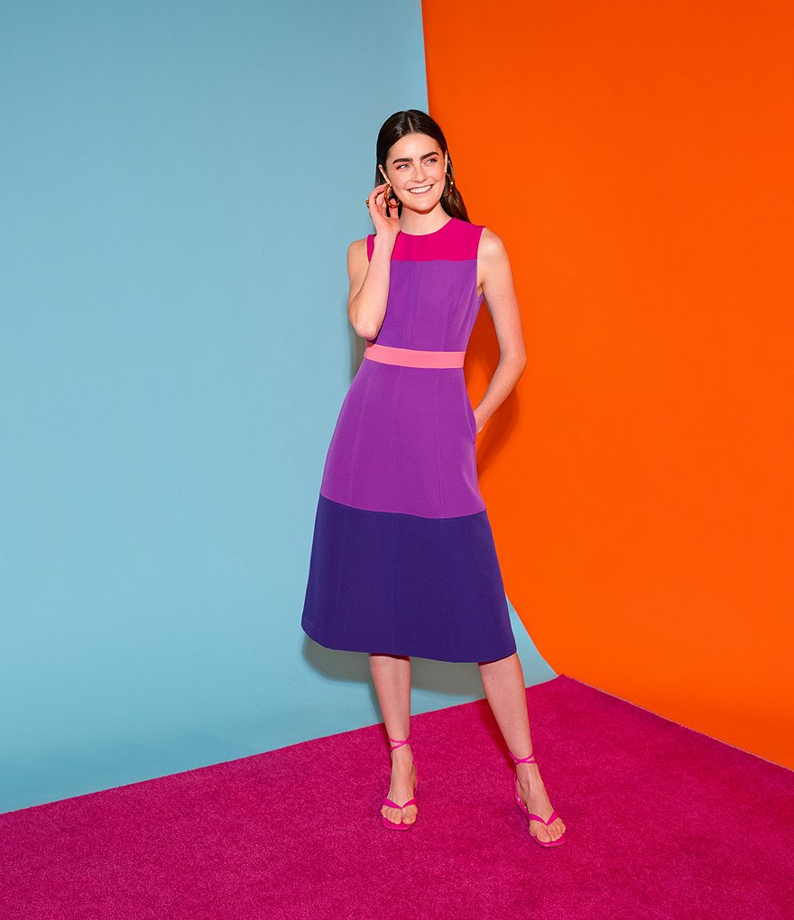 LDT Tyra Colorblock Sleeveless A-Line Dress
