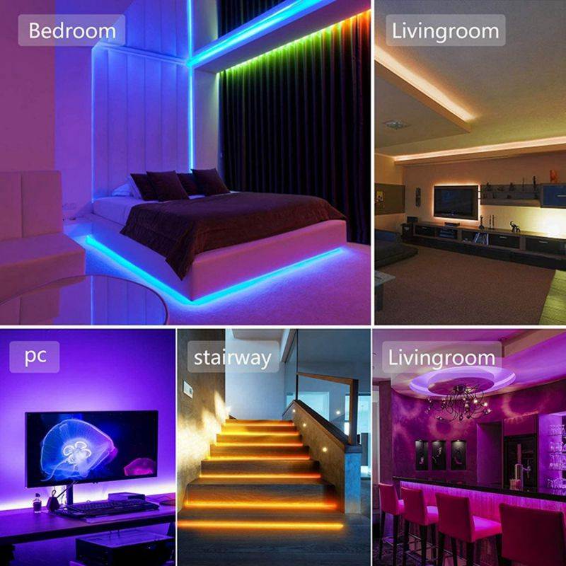 2 Pcs Led Strip Lights with 44 Keys Remote Flexible Color Changing RGB Light Strips for Bedroom US Plug, 5M & 10M