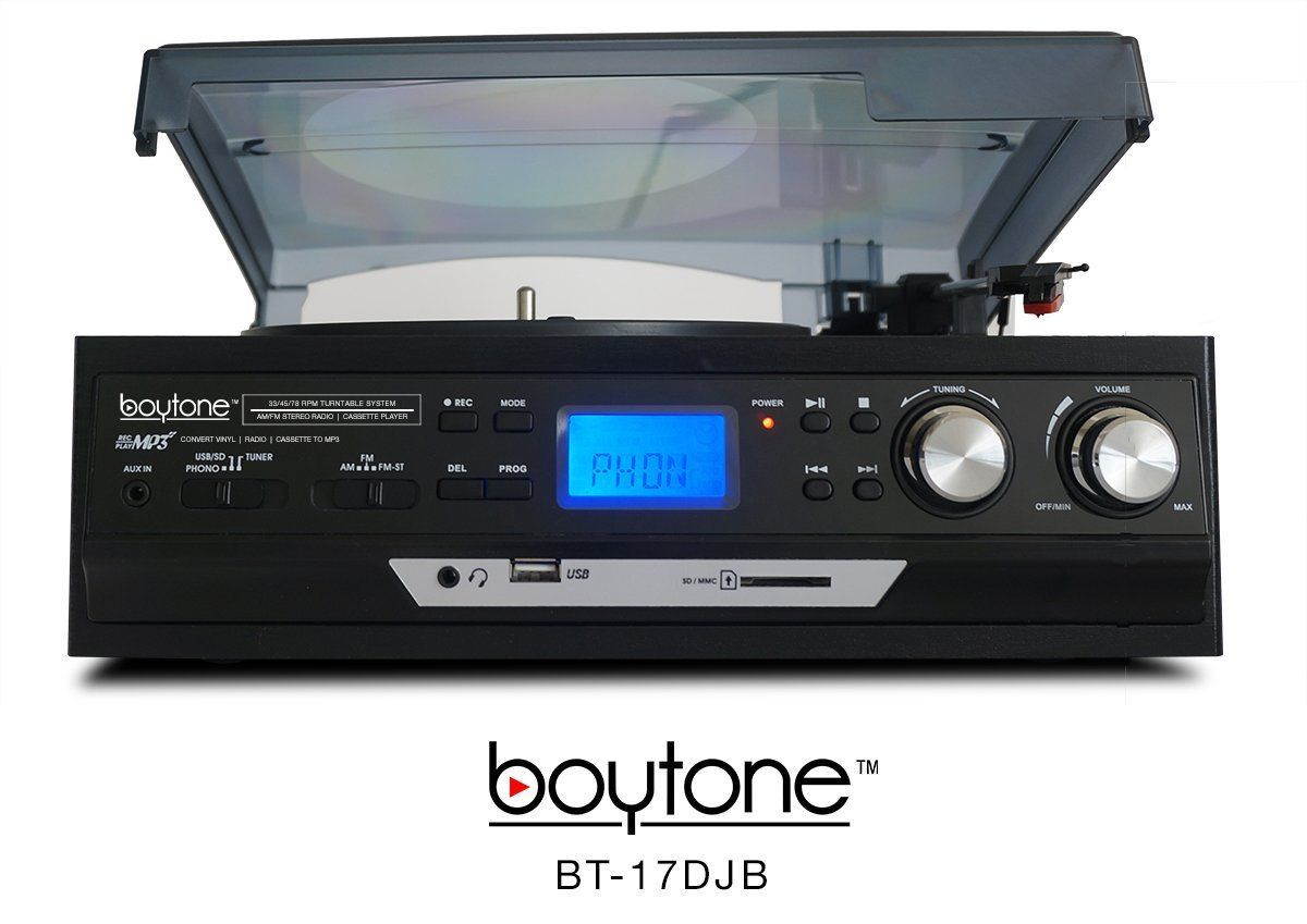 Boytone BT-17DJB Multi RPM Turntable, Black