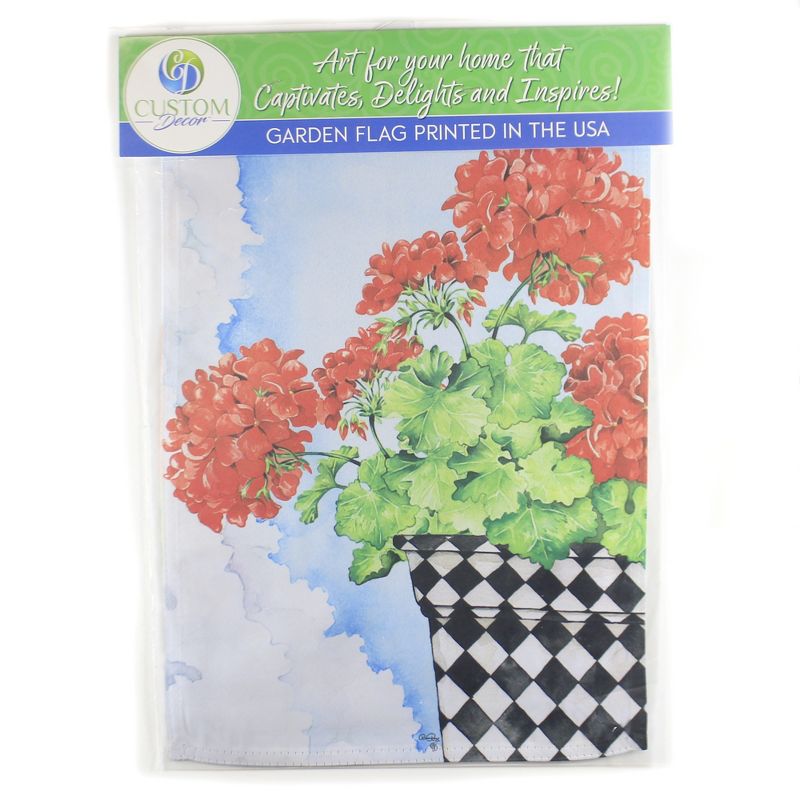 Home & Garden 17.75" Potted Geranium Garden Flag Printed In The Usa Custom Decor  -  Flags