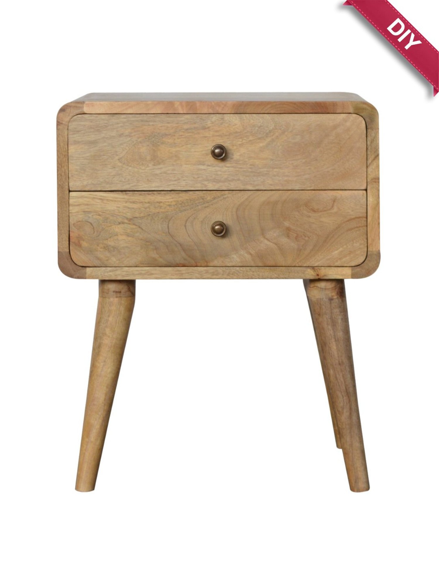 Artisan Furniture Solid Brown Mango Wood Curved Side Table