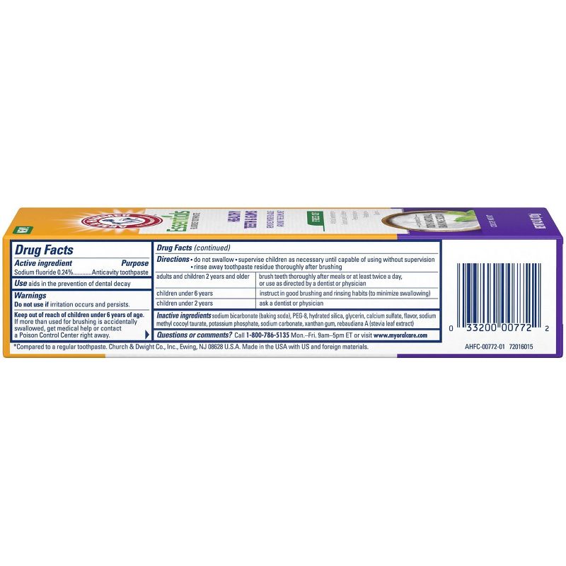 Arm & Hammer Essentials Fluoride Toothpaste Healthy Teeth & Gums - 4.3oz