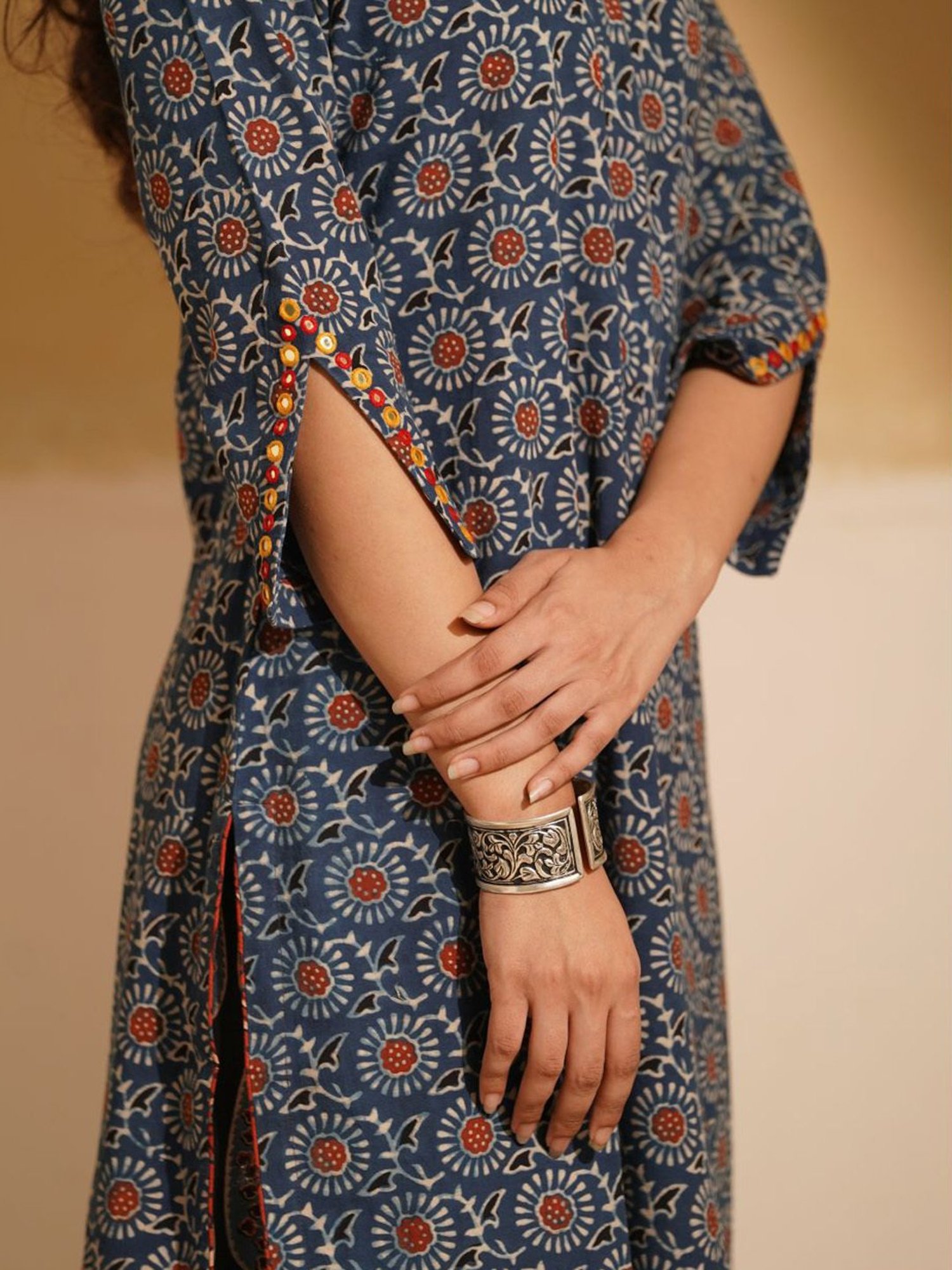 Love Chic Indigo Blue Ajrakh Cotton Straight Kurta