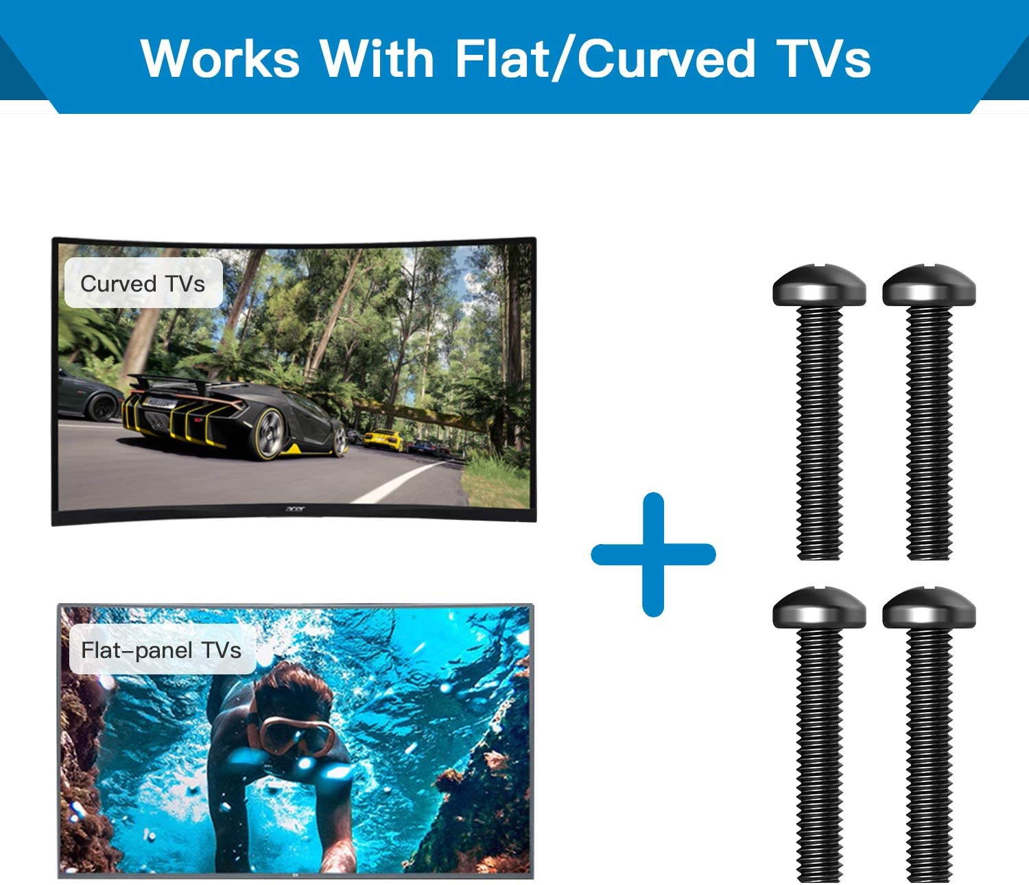 TV Mounting Hardware Screws M8 x 45mm Screws Bolts with 25mm Long Spacers for Samsung TVs Monitor Display M8 Screws for Samsung LG Vizio Philips Sony Bravia Sharps TV Wall Mount Bracket