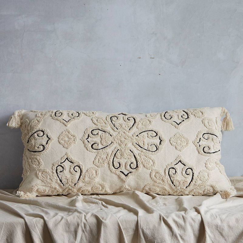 20"x40" Oversize Scroll Lumbar Throw Pillow Ivory - Patina Vie