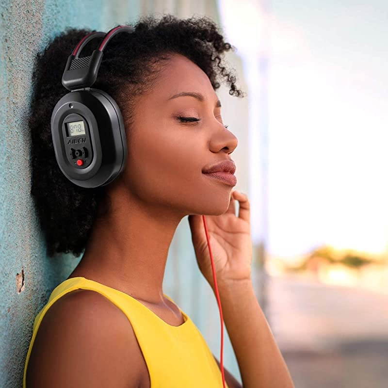 Foldable Wireless Headphone Portable FM Stereo Headset Radio (Black Red)