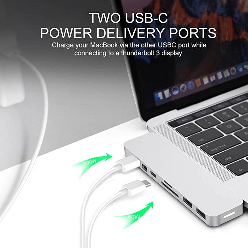 Drive Mac USB C Hub Adapter Sanho USB Type C MultiPort Hub MacBook Pro 2019 20182016 MacBook Air 8in2 Dongle w USBC 100W PD 4K HDMI MiniDP microSDSD Card Reader 2xUSB A