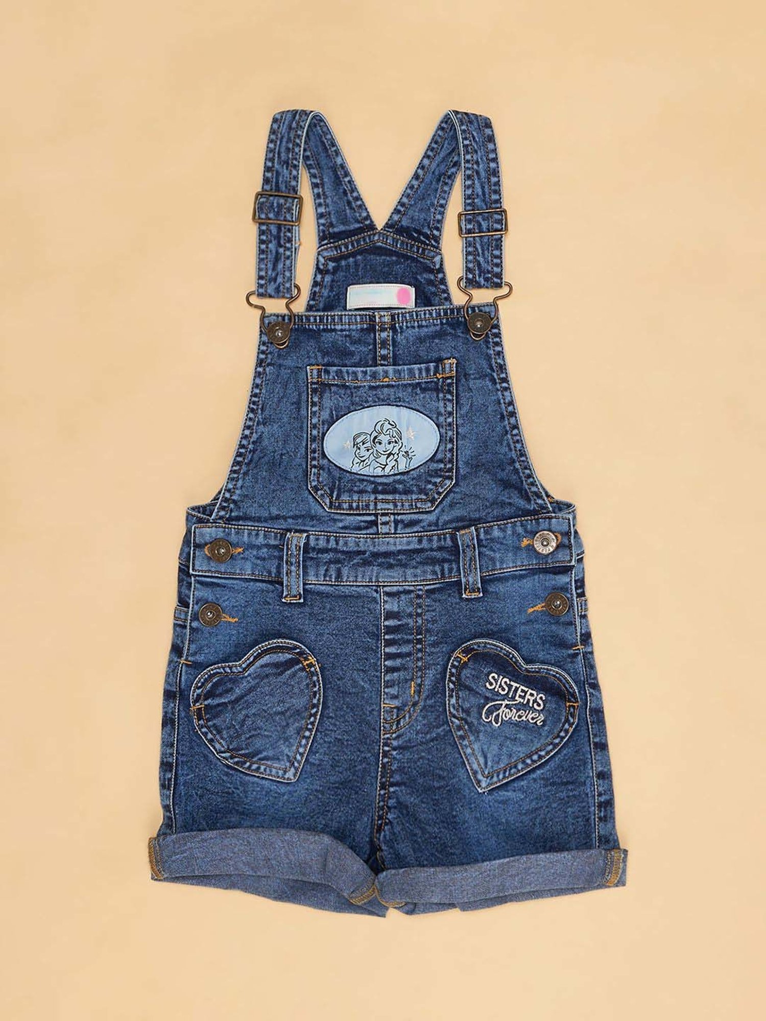 Pantaloons Junior Blue Cotton Printed Dungaree
